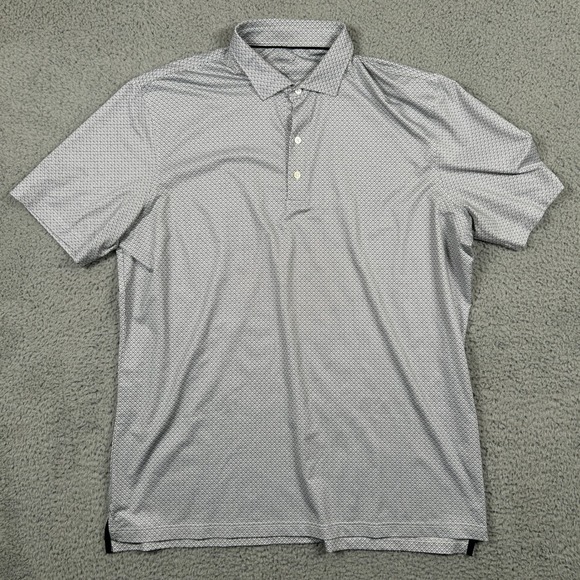 Johnnie-O Mens Polo Shirt Gray Geometric Print Performance Golf XL - Picture 2 of 7